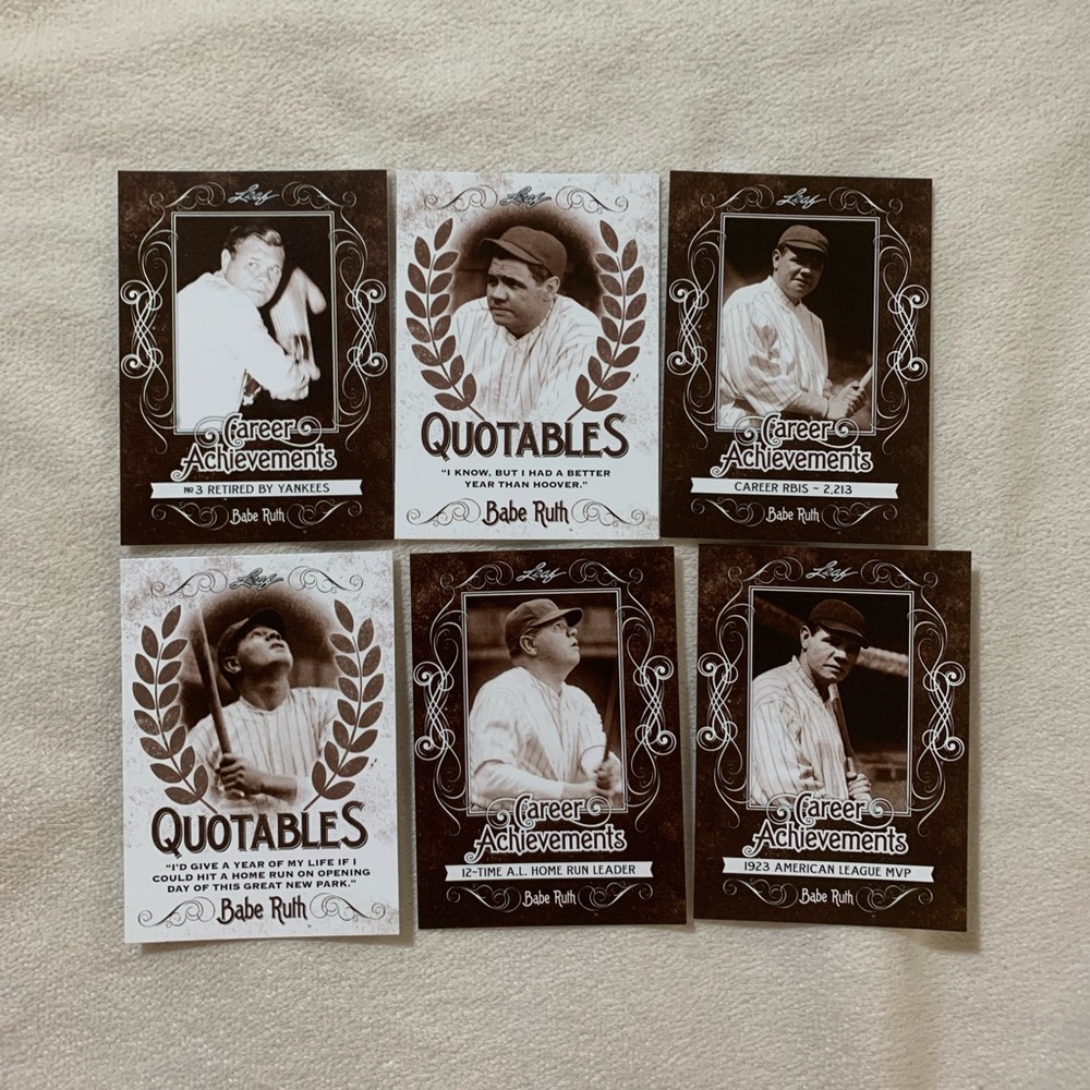 6 HTF Babe Ruth baseball cards